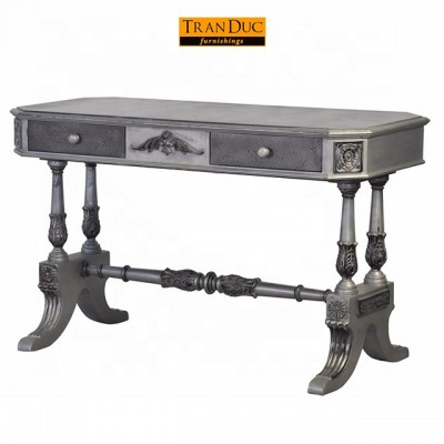 2016 New hotel design antique wooden table with metal painting for high end hotel furniture