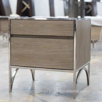 Nightstand with base metal for guest room hotel