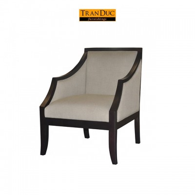 Hotel arm chair with upholstered seat